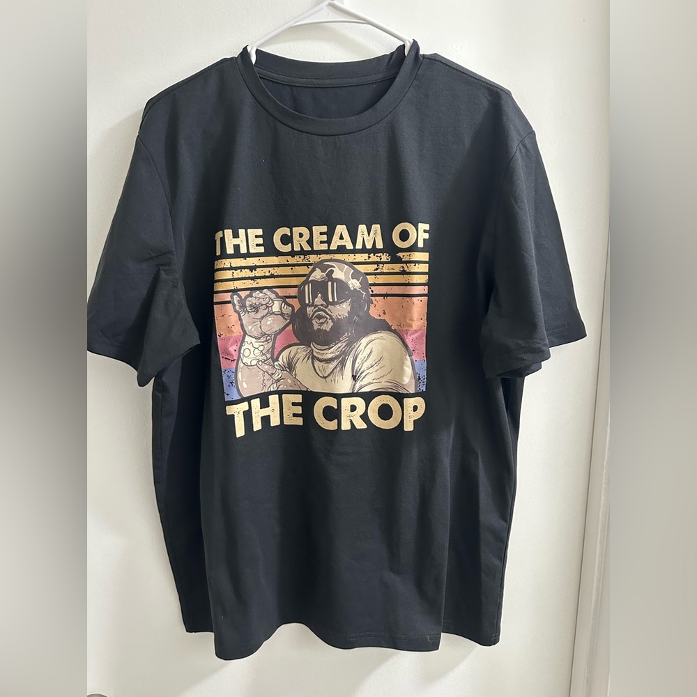Black Graphic T-Shirt with Cream of the Crop Design